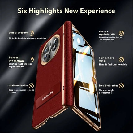 For Huawei Mate X6 Case PC + PU Phone Back Cover Built In Screen Protector