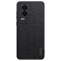 For Honor GT Case Wood Texture PU Leather Coated PC TPU Phone Cover - Black