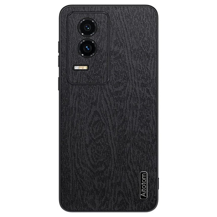 For Honor GT Case Wood Texture PU Leather Coated PC TPU Phone Cover - Black
