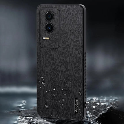For Honor GT Case Wood Texture PU Leather Coated PC TPU Phone Cover