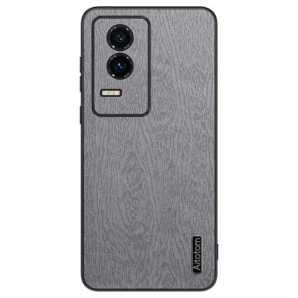 For Honor GT Case Wood Texture PU Leather Coated PC TPU Phone Cover - Grey