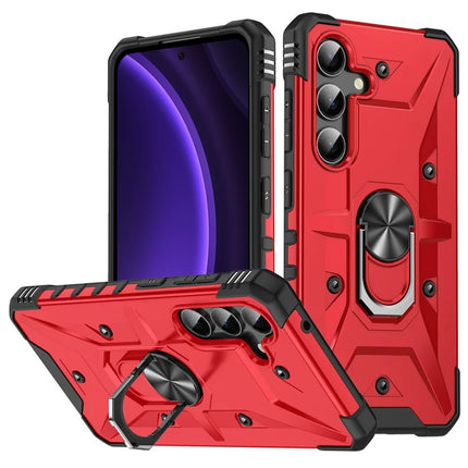 For Samsung Galaxy A16 5G  /  4G Case PC+ TPU Anti-Drop Phone Cover with Ring Kickstand - Red