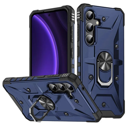 For Samsung Galaxy A16 5G  /  4G Case PC+ TPU Anti-Drop Phone Cover with Ring Kickstand - Blue