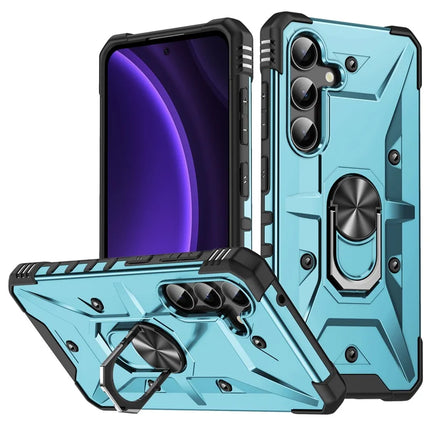For Samsung Galaxy A16 5G  /  4G Case PC+ TPU Anti-Drop Phone Cover with Ring Kickstand - Baby Blue