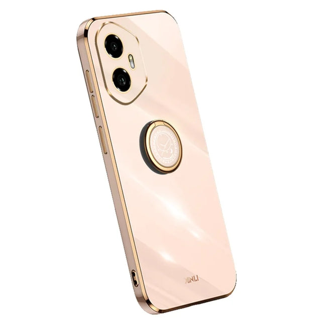 XINLI For Honor 300 Case Ring Kickstand Electroplating TPU Phone Cover - Pink