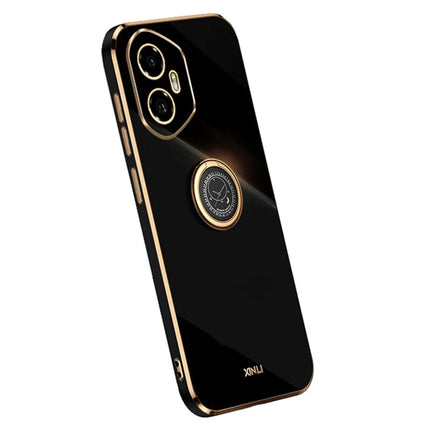 XINLI For Honor 300 Case Ring Kickstand Electroplating TPU Phone Cover - Black
