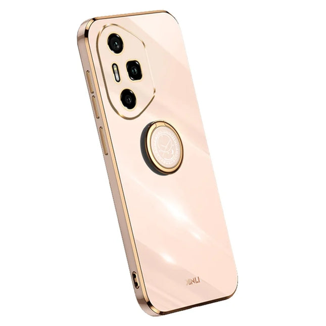 XINLI For Honor 300 Pro Case Ring Kickstand Electroplating TPU Phone Cover - Pink