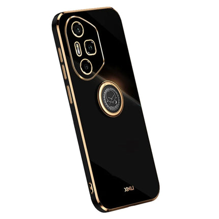 XINLI For Honor 300 Pro Case Ring Kickstand Electroplating TPU Phone Cover - Black