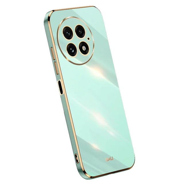XINLI For OnePlus 13 Case TPU Phone Cover with Electroplating Frame - Cyan