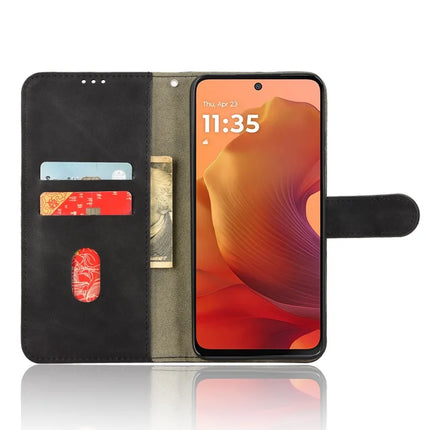 For Motorola Moto G15 4G Leather Case Skin Feel Anti Drop Wallet Flip Phone Cover