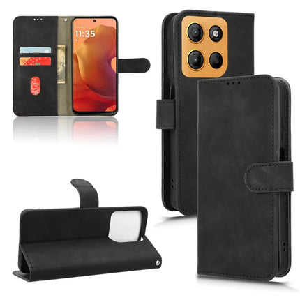 For Motorola Moto G15 4G Leather Case Skin Feel Anti Drop Wallet Flip Phone Cover