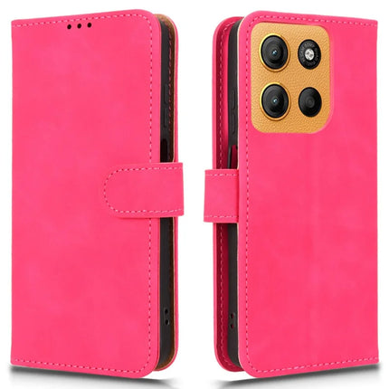 For Motorola Moto G15 4G Leather Case Skin Feel Anti Drop Wallet Flip Phone Cover - Rose