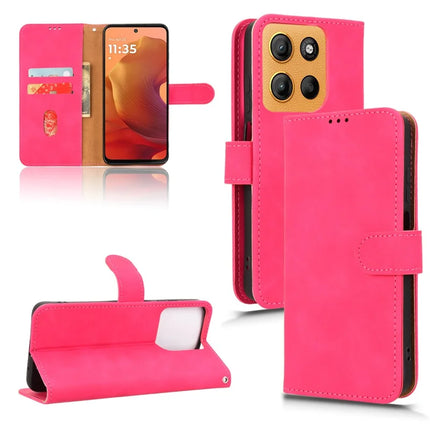 For Motorola Moto G15 4G Leather Case Skin Feel Anti Drop Wallet Flip Phone Cover