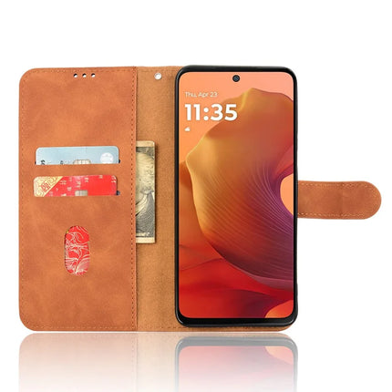 For Motorola Moto G15 4G Leather Case Skin Feel Anti Drop Wallet Flip Phone Cover