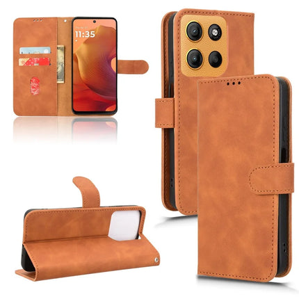 For Motorola Moto G15 4G Leather Case Skin Feel Anti Drop Wallet Flip Phone Cover