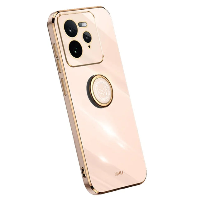 XINLI For Realme GT 7 Pro 5G Case Ring Kickstand Electroplating TPU Phone Cover - Pink