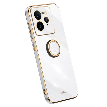 XINLI For Realme GT 7 Pro 5G Case Ring Kickstand Electroplating TPU Phone Cover - White