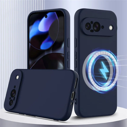 For Google Pixel 9 Case Compatible with MagSafe Liquid Silicone Phone Cover with Lanyard