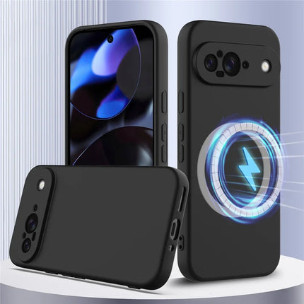 For Google Pixel 9 Case Compatible with MagSafe Liquid Silicone Phone Cover with Lanyard