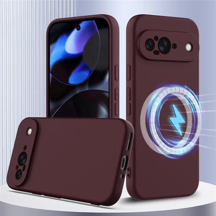 For Google Pixel 9 Case Compatible with MagSafe Liquid Silicone Phone Cover with Lanyard