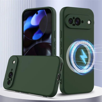 For Google Pixel 9 Case Compatible with MagSafe Liquid Silicone Phone Cover with Lanyard