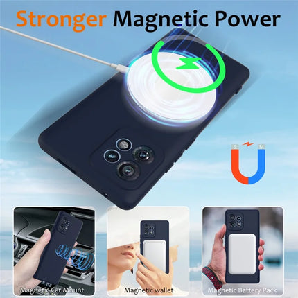 Liquid Silicone Case For Motorola Edge 40 Pro 5G  /  Edge+ (2023)  /  Moto X40 5G Compatible with MagSafe Phone Cover with Lanyard