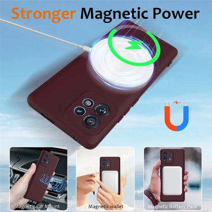 Liquid Silicone Case For Motorola Edge 40 Pro 5G  /  Edge+ (2023)  /  Moto X40 5G Compatible with MagSafe Phone Cover with Lanyard