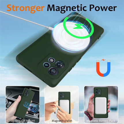 Liquid Silicone Case For Motorola Edge 40 Pro 5G  /  Edge+ (2023)  /  Moto X40 5G Compatible with MagSafe Phone Cover with Lanyard