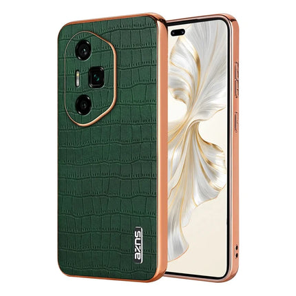 AZNS For Honor 300 Ultra Case Electroplating Crocodile Texture PU + TPU Phone Cover - Green