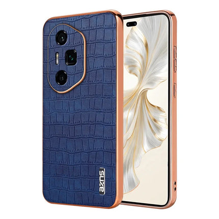 AZNS For Honor 300 Ultra Case Electroplating Crocodile Texture PU + TPU Phone Cover - Blue