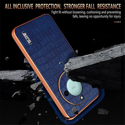 AZNS For Honor X60 5G Case Electroplating Crocodile Texture PU + TPU Phone Cover