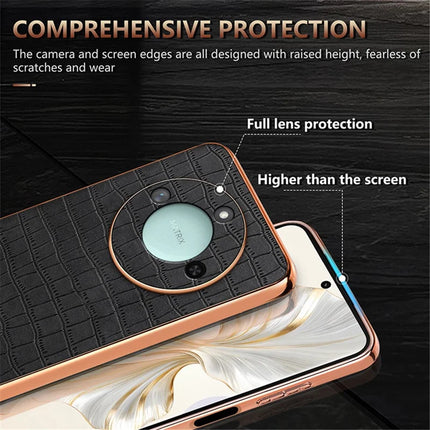 AZNS For Honor X60 5G Case Electroplating Crocodile Texture PU + TPU Phone Cover