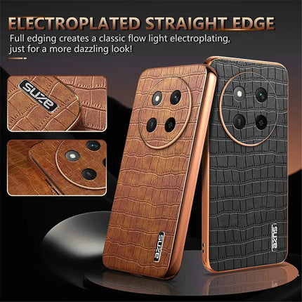 AZNS For Honor X60 Pro 5G Case Electroplating Crocodile Texture PU + TPU Phone Cover