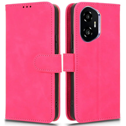 For Honor 300 Leather Case Skin Feel Anti Drop Wallet Flip Phone Cover - Rose