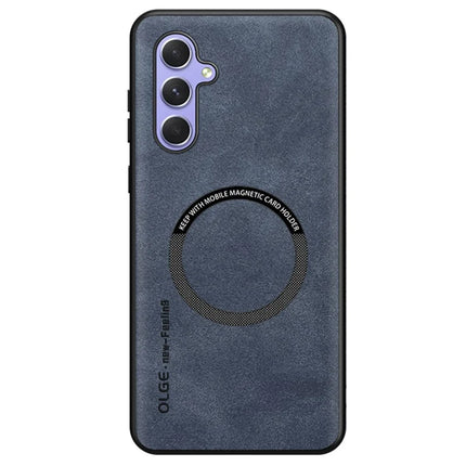 For Samsung Galaxy A55 5G Case Compatible with MagSafe Anti Drop PC + TPU + PU Leather Back Cover - Sapphire