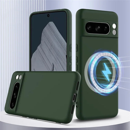 For Google Pixel 8 Pro Case Compatible with MagSafe Liquid Silicone Phone Cover with Lanyard