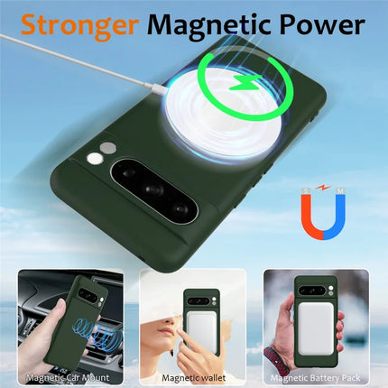 For Google Pixel 8 Pro Case Compatible with MagSafe Liquid Silicone Phone Cover with Lanyard