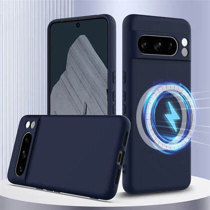 For Google Pixel 8 Pro Case Compatible with MagSafe Liquid Silicone Phone Cover with Lanyard