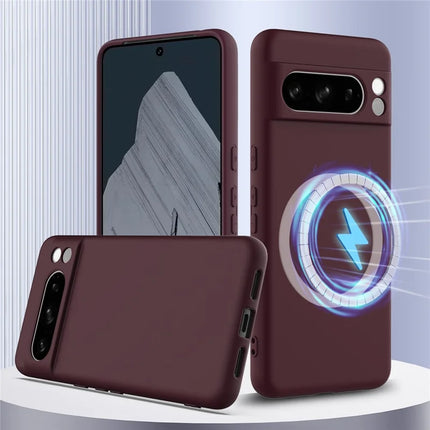 For Google Pixel 8 Pro Case Compatible with MagSafe Liquid Silicone Phone Cover with Lanyard