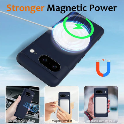 For Google Pixel 8 Case Compatible with MagSafe Liquid Silicone Phone Cover with Lanyard