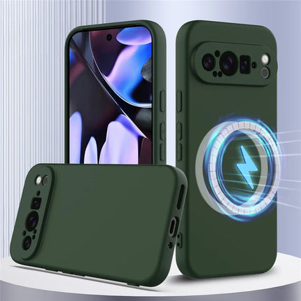 For Google Pixel 9 Pro XL Case Compatible with MagSafe Liquid Silicone Phone Cover with Lanyard