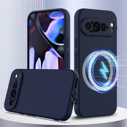 For Google Pixel 9 Pro XL Case Compatible with MagSafe Liquid Silicone Phone Cover with Lanyard