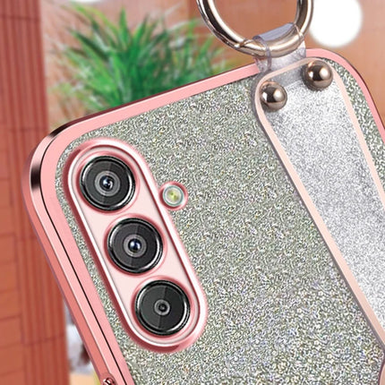 For Samsung Galaxy A55 5G Case Electroplated Glitter Hand Strap Kickstand TPU Back Cover with Shoulder Strap