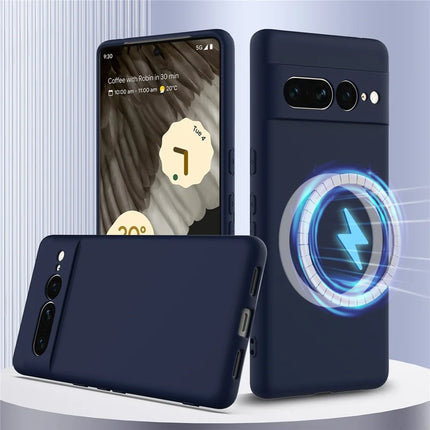 For Google Pixel 7 Pro 5G Case Compatible with MagSafe Liquid Silicone Phone Cover with Lanyard