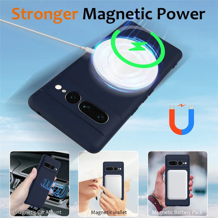 For Google Pixel 7 Pro 5G Case Compatible with MagSafe Liquid Silicone Phone Cover with Lanyard
