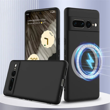 For Google Pixel 7 Pro 5G Case Compatible with MagSafe Liquid Silicone Phone Cover with Lanyard