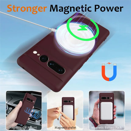 For Google Pixel 7 Pro 5G Case Compatible with MagSafe Liquid Silicone Phone Cover with Lanyard