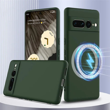 For Google Pixel 7 Pro 5G Case Compatible with MagSafe Liquid Silicone Phone Cover with Lanyard