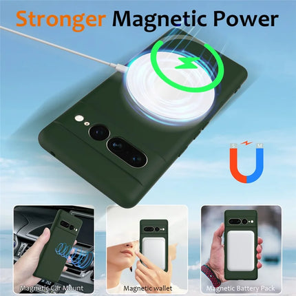 For Google Pixel 7 Pro 5G Case Compatible with MagSafe Liquid Silicone Phone Cover with Lanyard