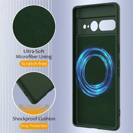 For Google Pixel 7 Pro 5G Case Compatible with MagSafe Liquid Silicone Phone Cover with Lanyard